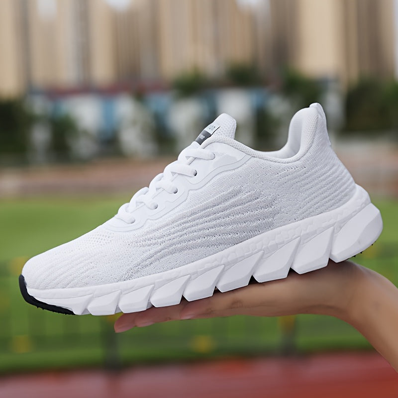 Women's Solid Color Casual Sneakers, Lace Up Comfy Breathable Soft Sole Shoes, Lightweight Low-top Running Shoes plus size