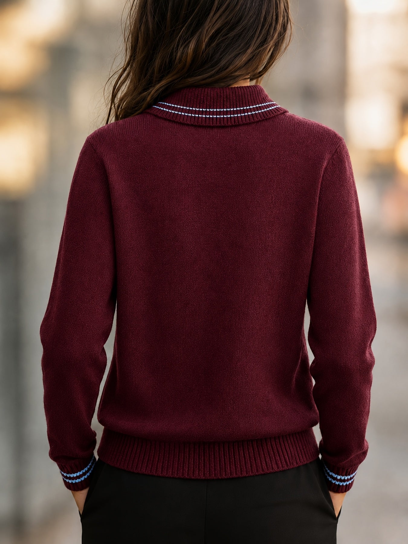Women's Chocolate Brown Slim Fit High Neck Sweater for Fall Winter
