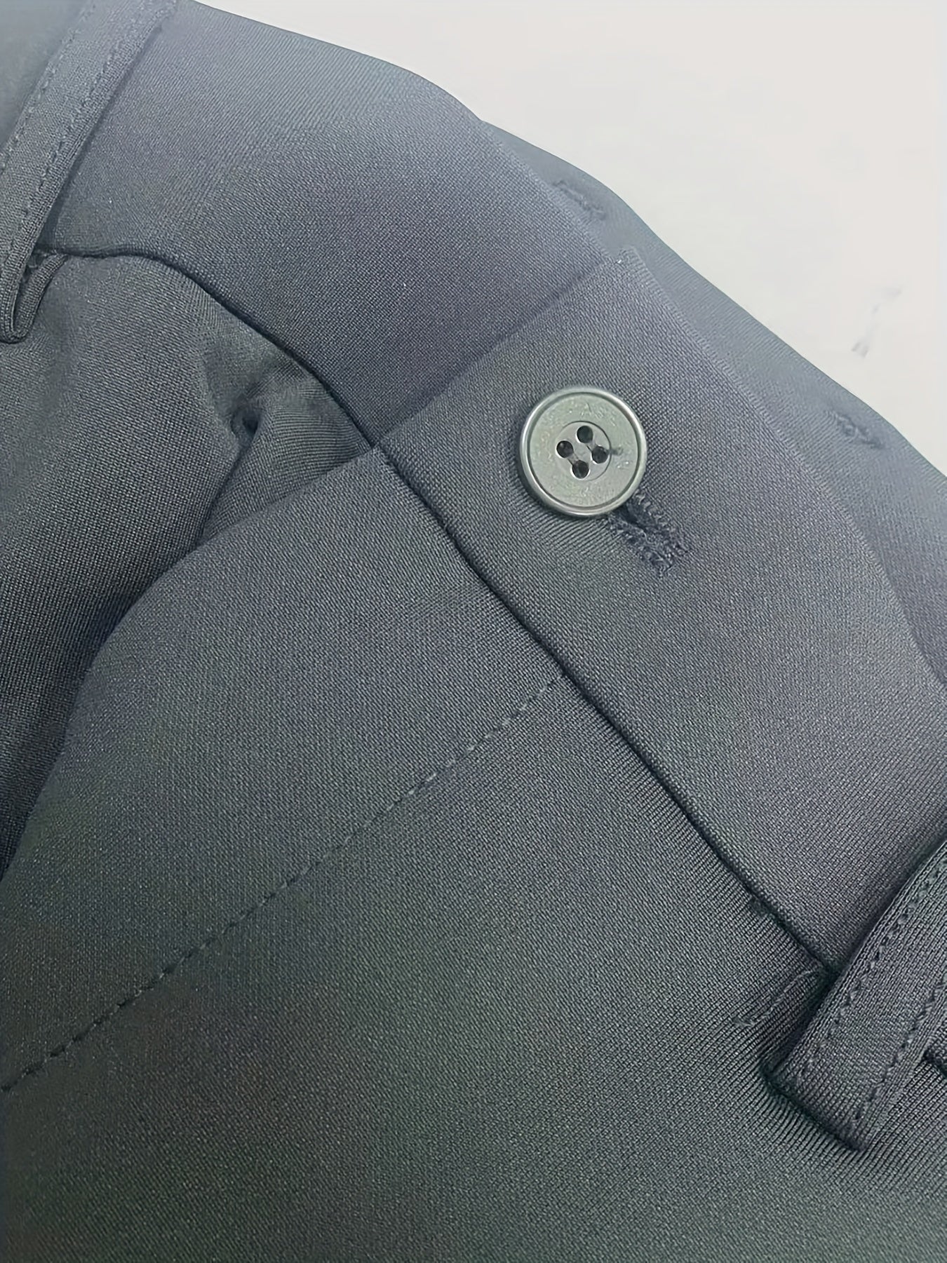 Men's Classic Solid Color Dress Pants - Comfort Fit, All-Season Polyester Blend, Machine Washable - Perfect for Business & Casual Wear