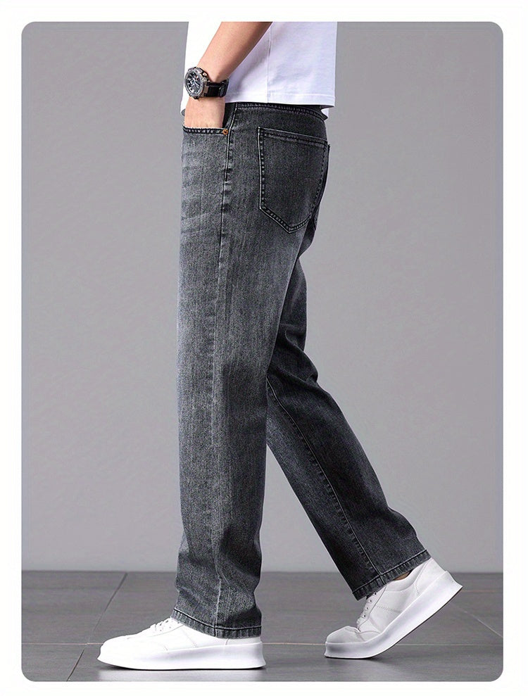 Men'S Stretchy Long Pants, Stylish And Versatile, Slim Fit, Breathable, Trendy Denim Trousers for Spring And Summer.