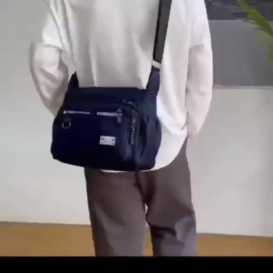 Single Shoulder Bag Nylon Oxford Canvas Casual Travel Backpack, Adjustable Strap, Random Pull Direction and Random Label, for Men, Student, Outgoing