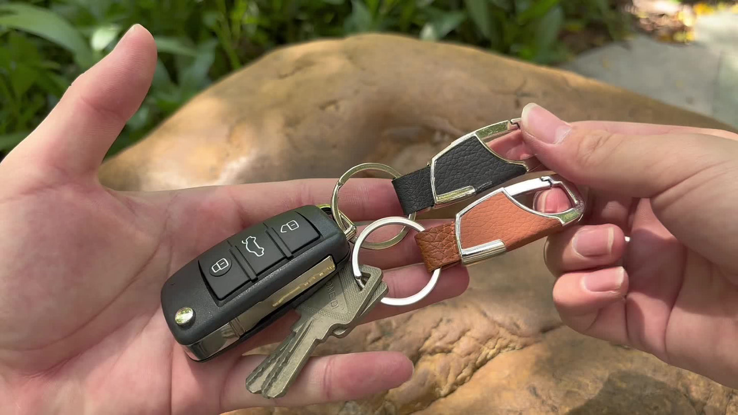 Men'S Car Keychain Creative Simple And Fashionable Door Lock Keyring Waist Hanging Metal Keychain Faux Leather Keychain Car Key Gift