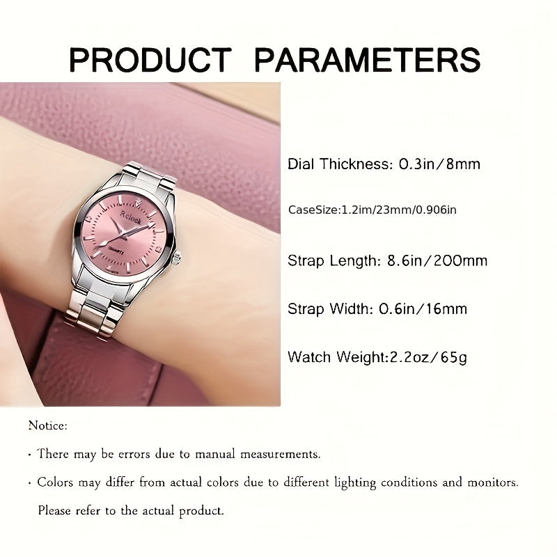 1pc Fashionable Women's Quartz Watch, Round Analog Display, Shock-Resistant Alloy Case & Band, Non, Button Battery - Elegant Timepiece