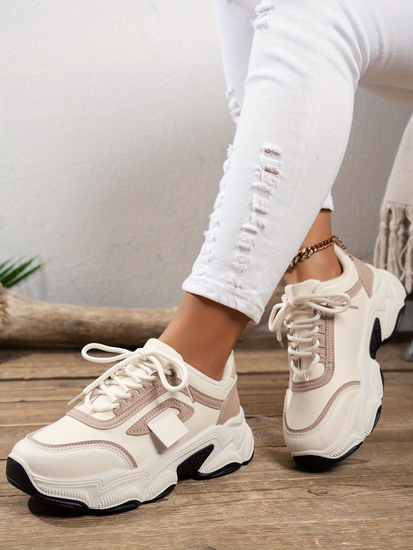 2025 New Arrival Women'S Low Top Round Toe Lace Up Synthetic Casual Sports Shoes, Waterproof Mesh Upper, Rubber Sole, Fabric Insole and Inner Material, with Hand Wash or Professional Dry Clean Operation Instruction, for Sprin