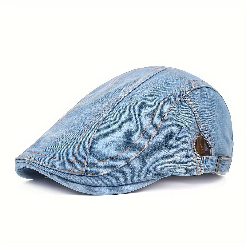Denim Beret Hat Versatile Commuter Style Peaked Cap Vintage Distressed Casual Fashion Hat Spring Autumn Forward Cap Women's Hat