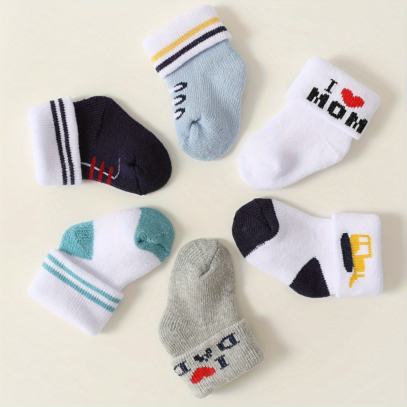 6/12 Pairs of Candy Color Youngsters's Socks Cute Youngsters Fleece Circle Warm Socks for Boys and Girls Autumn and Winter Short Socks