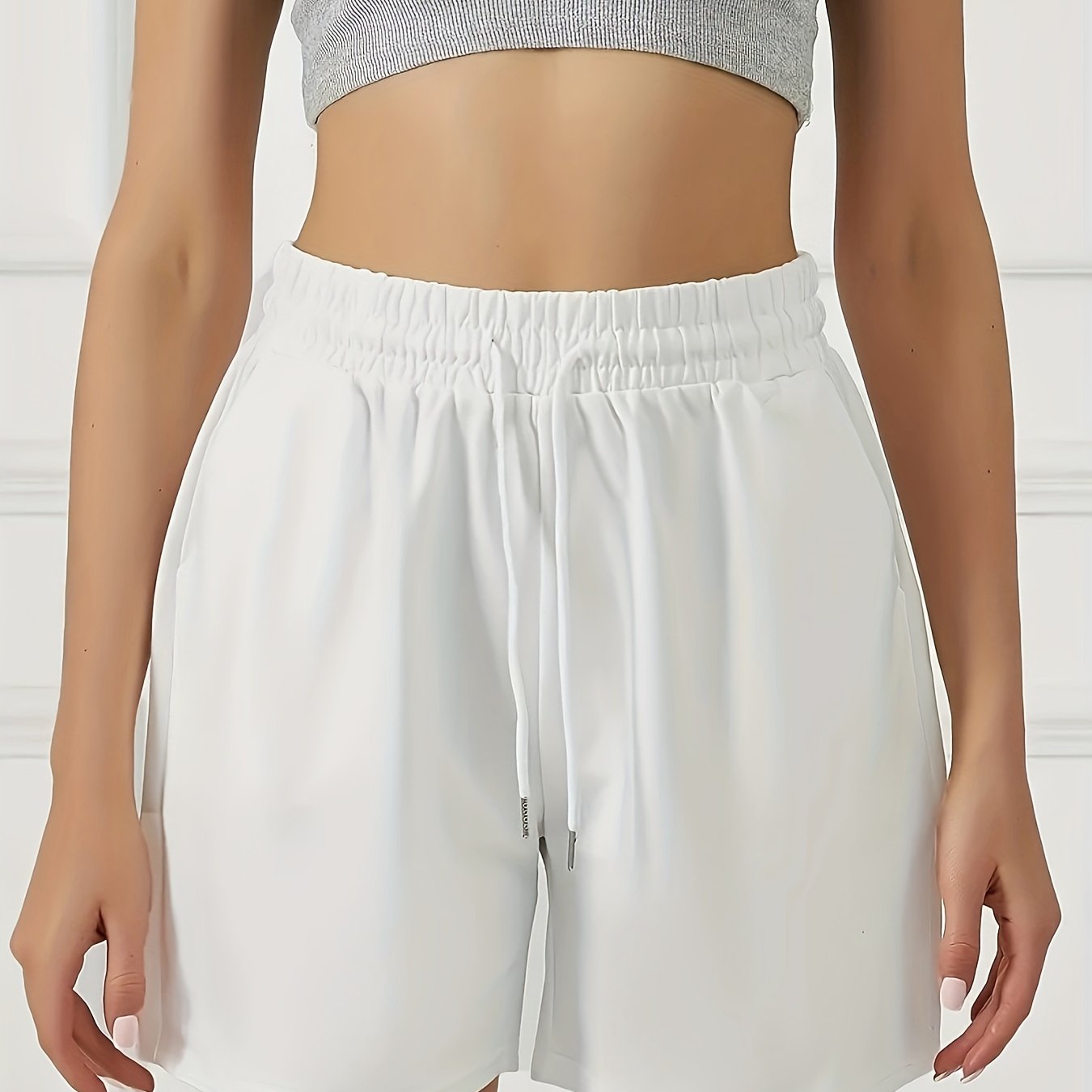 Women's Casual Drawstring Waist Shorts with Front Pockets - Breathable Polyester, Perfect for Running & Lounge