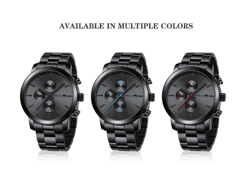 CRRJU Luxury Men's Stainless Steel Quartz Watch - Business Style, Chronograph,, Analog Display, High-end, Quartz, Suitable for Women
