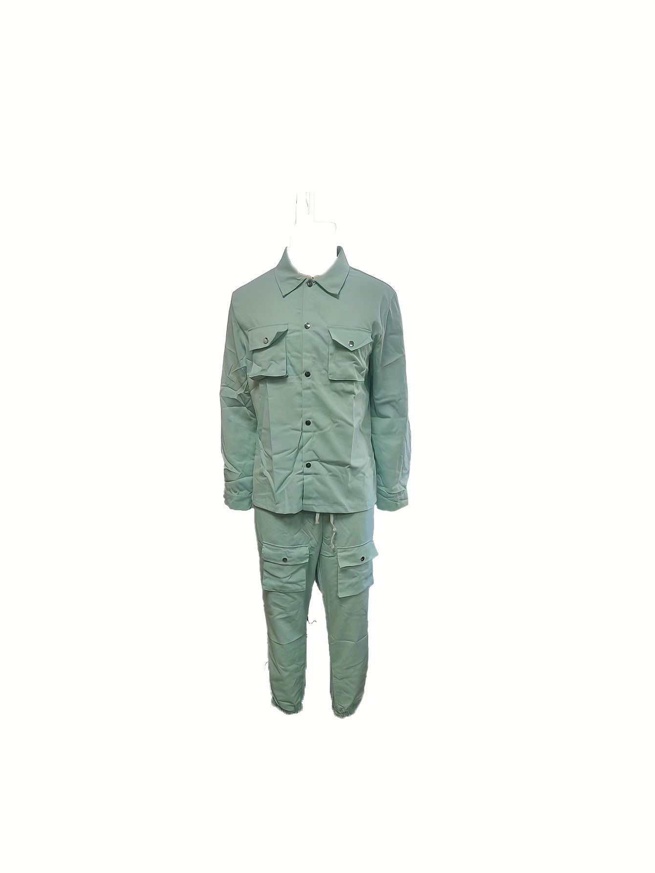 Men'S Casual Polyester Suit Set, Solid Color, Non-Stretch, Regular Fit, with Lapel Collar, Pocket Details, for Hiking, Daily Wear, and Special Occasions, Spring/Fall, Fall/Winter