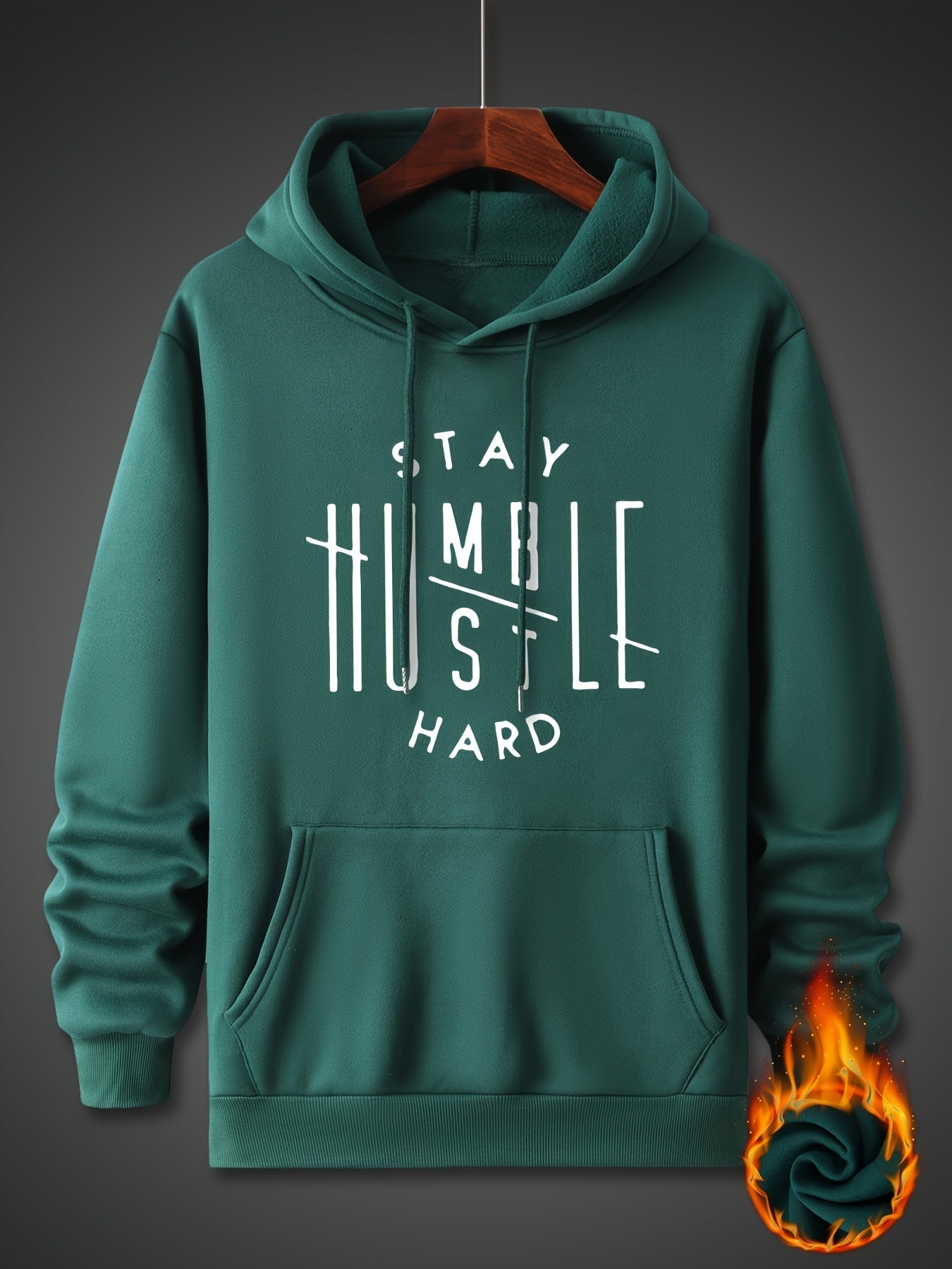 KOURRTER Men's Inspirational Hoodie - "Stay Humble" Graphic Print, Long Sleeve, Polyester Blend, Available in Black, Red, Yellow, Blue, Apricot, Dark Blue, Coffee, Pink, Light Grey - Machine Washable, All-Season Wear
