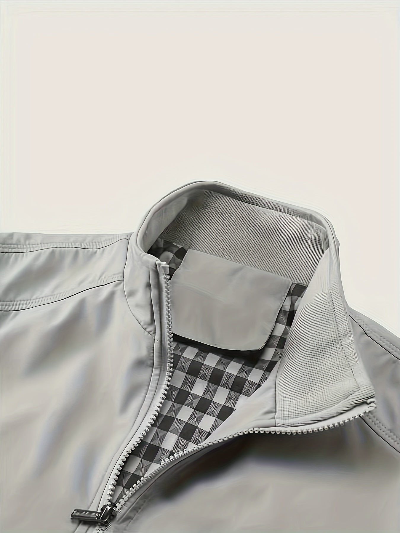 Men's Long Sleeve Zip Up Stand Collar Coat, Business Stand Collar Jacket With Zipper Pockets, Spring Autumn Men's Clothing