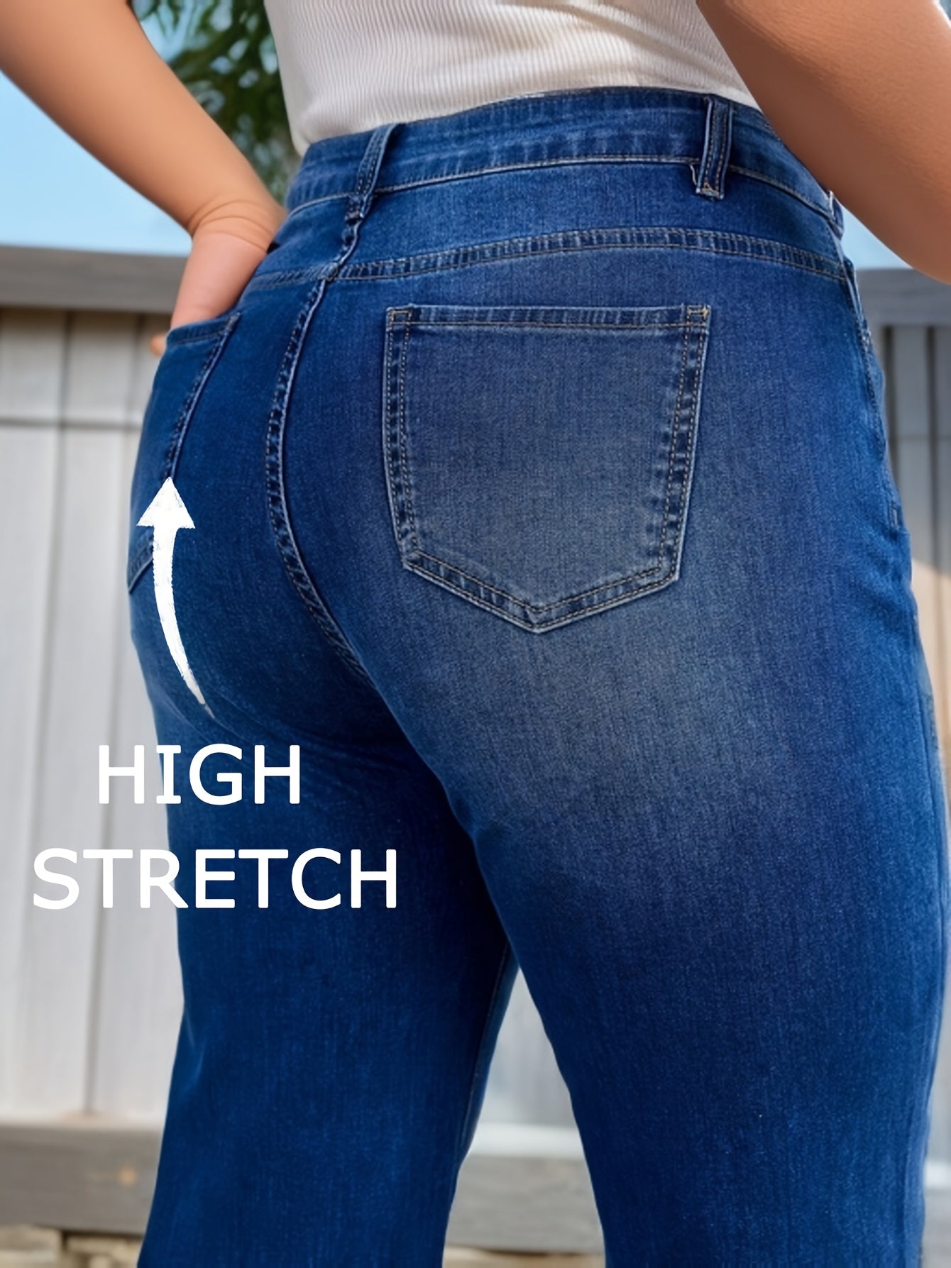 Women's Plus Solid Casual Straight Jean շալվար