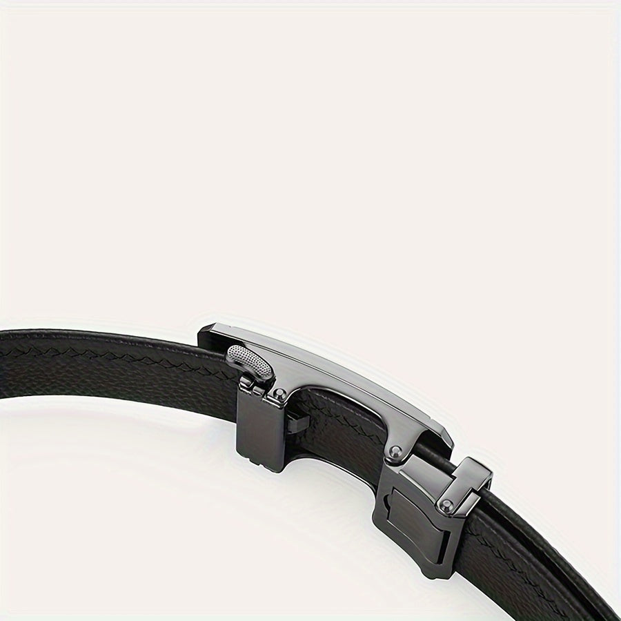 Men'S Fashionable Automatic Buckle Belt - Black, Adjustable, PVC Material, Stylish Design for Casual Attire, Casual Attire Accessory | Modern Casual Belt | Durable Belt Material, Belts for Men