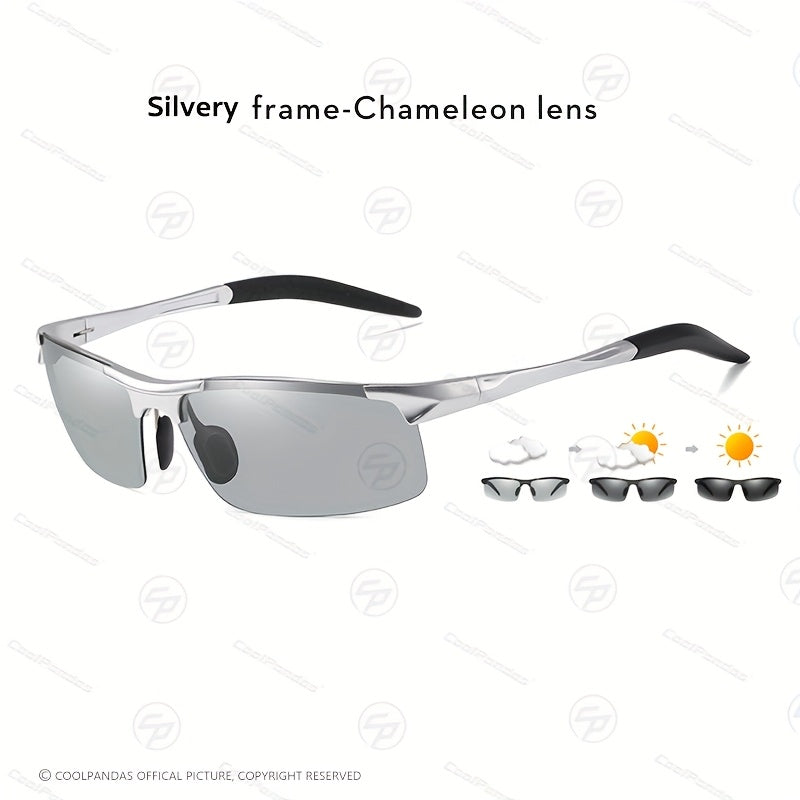Men's Rimless Photochromic Polarized Magnesium Sunglasses