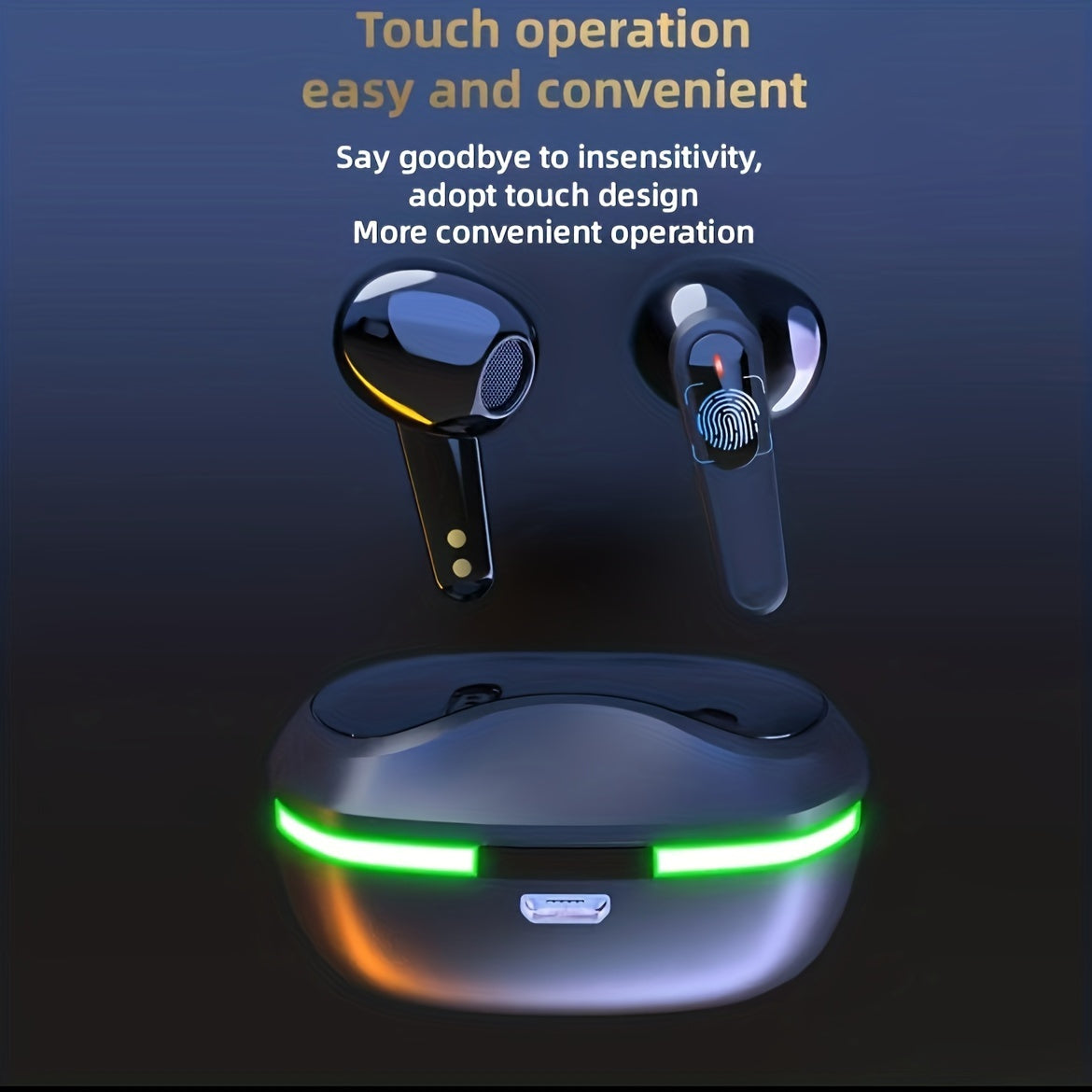 In-Ear TWS Wireless Earphones with LED Display, Noise-Cancelling Voice Call, Touch Control & Volume Control, USB Charging 800mAh Lithium Battery, Anime-Themed Wireless Earbuds for Gaming, Includes Cable - Compatible with iOS/