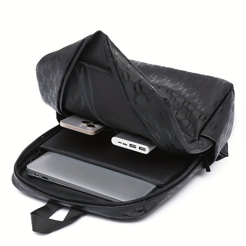 Extra Large Capacity Backpack - Durable PVC Fabric, Stylish Black Design with Multiple Compartments and Padded Laptop Section - Perfect for College, Business, and Travel Versatile Computer Bag Business Backpack Multi-Fu