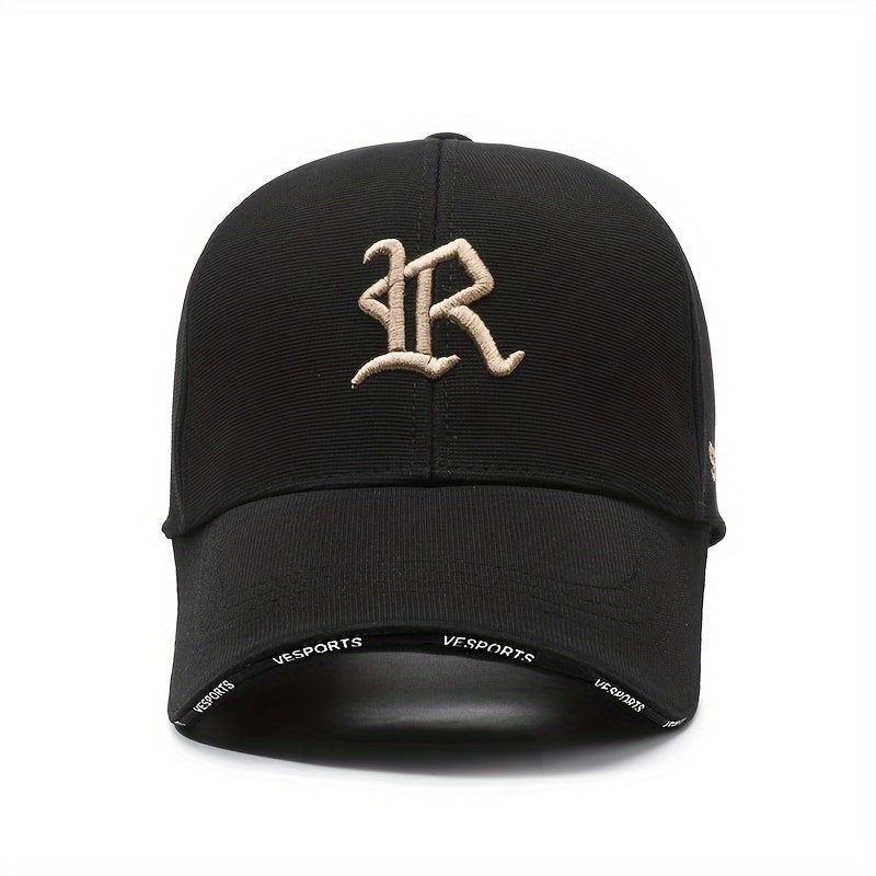 1pc 3D Embroidered Letter Baseball Cap, Soft Polyester Sports Hat, Hand Washable, Adjustable, Breathable, UV Protection, Unisex for Cycling, Golf, Outdoor Activities - Ideal for Holidays