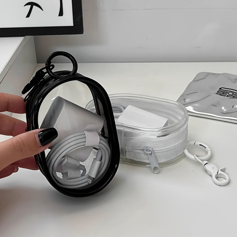 1pc Clear PVC Cable Organizer Box, Casual Style, Mini Portable Charger and Accessory Storage Case for Travel, Ideal for Headphones, Data Cables, and Chargers - Perfect for Christmas and New Year'S Gifts