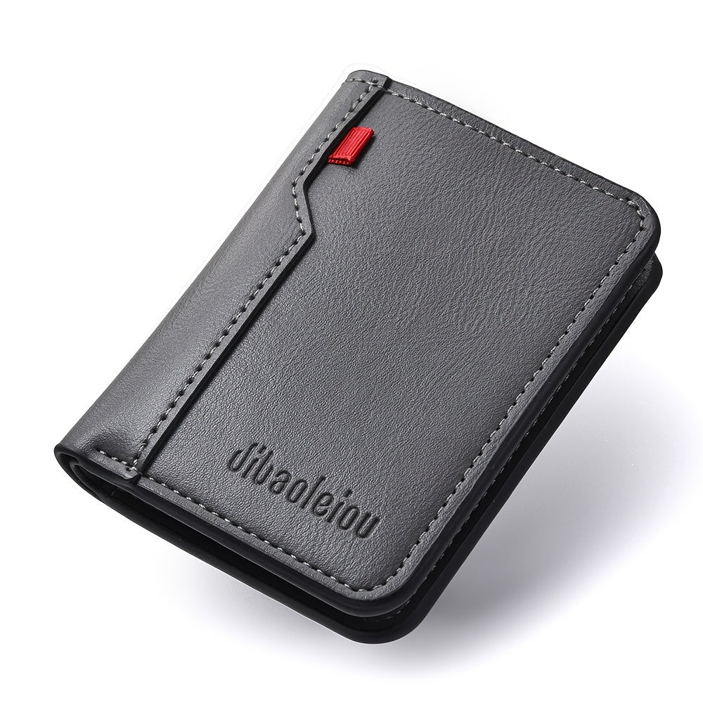 1pc Men'S Vintage Faux Leather Credit Card Wallet, Slim and Soft Design, Multiple Card Slots, Business Style Driver'S License Card Holder, Travel Zero Wallet