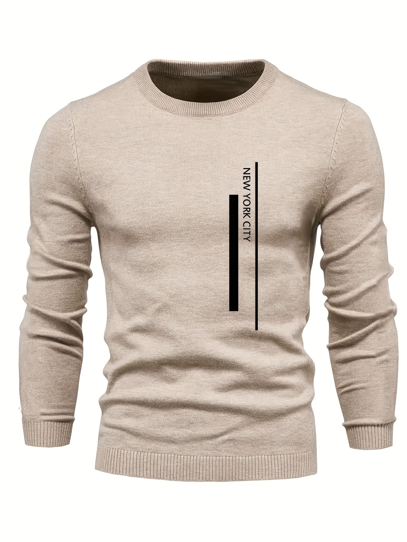 2023 New Cross-border Autumn and Winter Men's Round Neck Random Print Round Neck Knitted Sweater