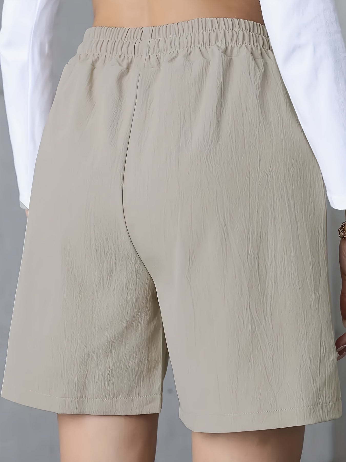 Women'S Vacation Elegant Casual Solid Color Polyester Short Pants, Regular Contour, Non-Stretch, with Pocket, for Spring, Summer, Fall