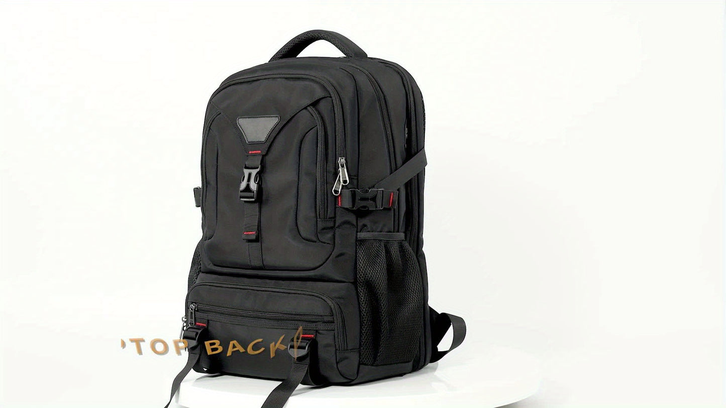 NUBILY 17.3-Inch Men'S Laptop Backpack, 50L Travel Pack, Large Work Backpack for School, College, Business - Non-Food Contact, Black Oxford Fabric with Mesh Windows, Zipper Closure, TSA-Compliant, College Backpack Sleek Bac
