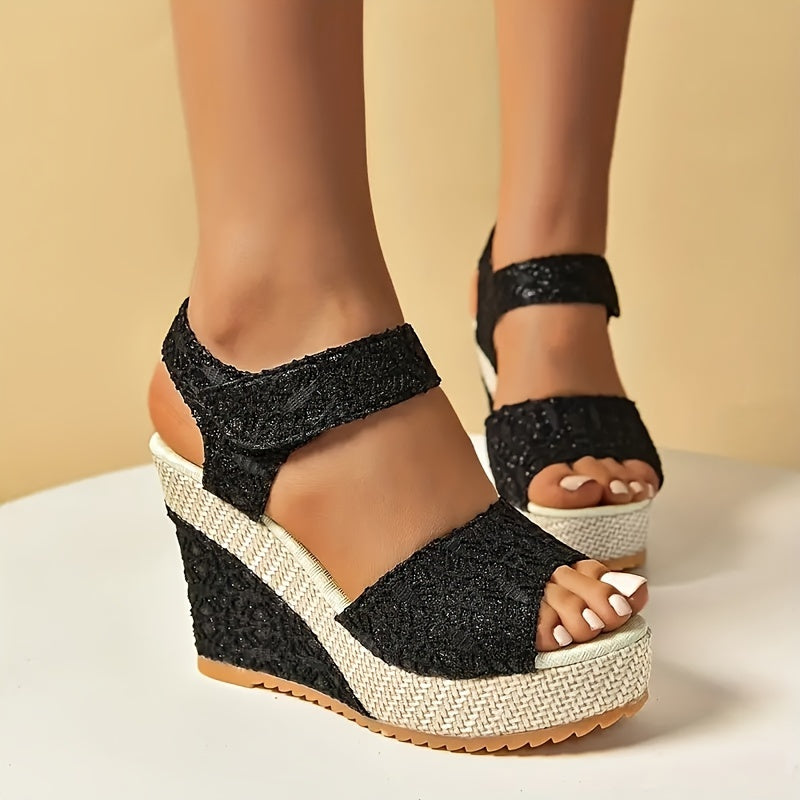 Women'S Elegant Lace Platform Sandals - Beige, Round Toe, High Heel, Hook Loop Closure, Synthetic Insole Upper, Rubber Sole, Perfect for Formal Events, Formal Footwear Laceup Sandals Platform Heel Sandals