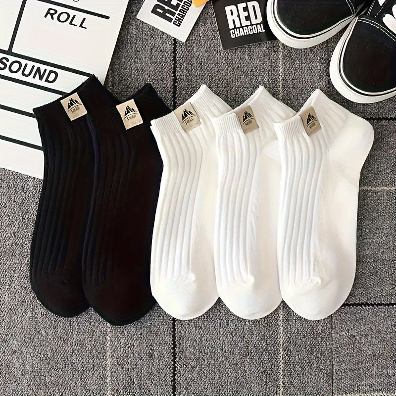 5/10 Pairs of Men'S Fashionable Crew Socks - Anti-Odor, Comfortable, Breathable, Suitable for All Seasons