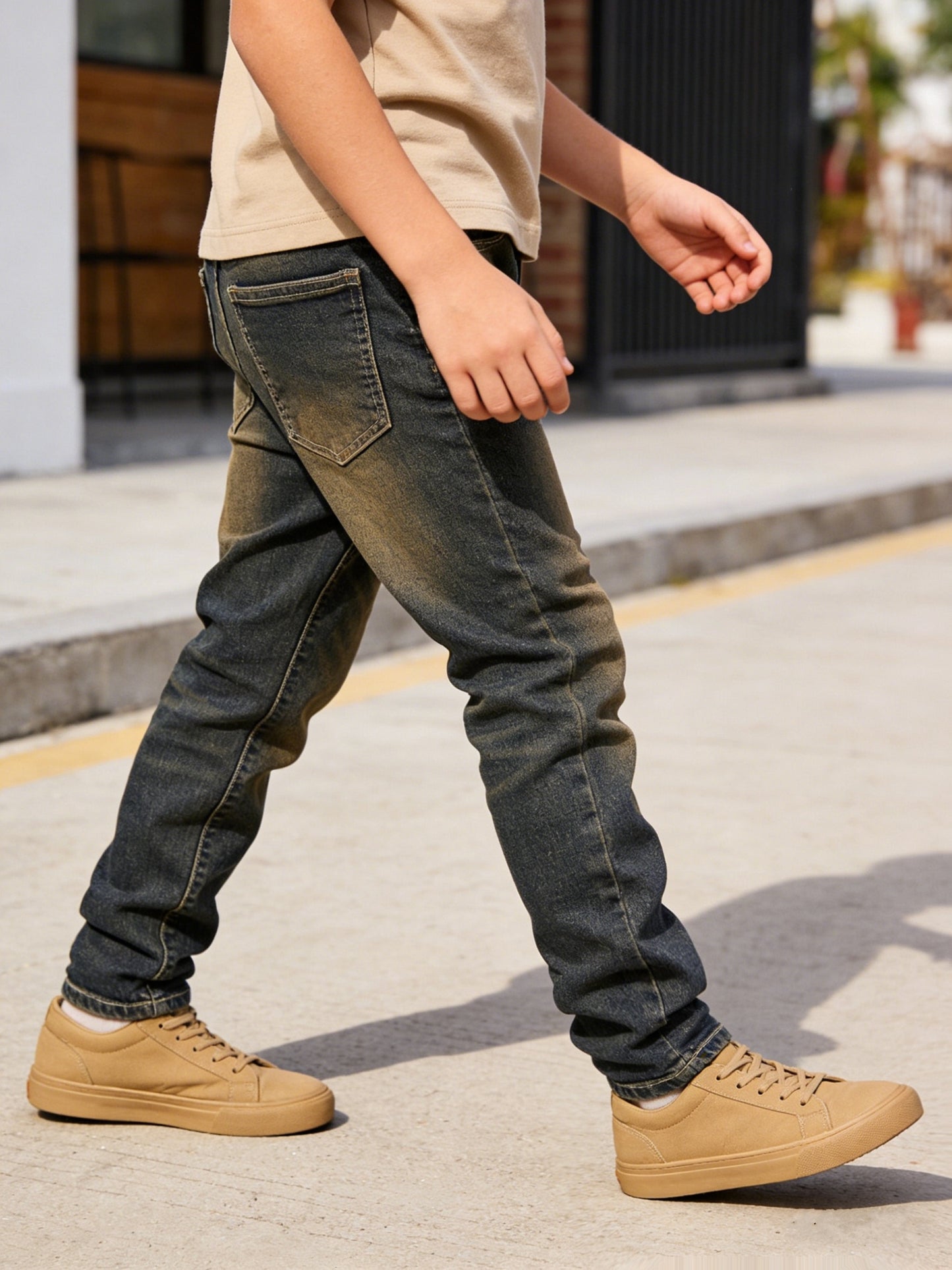 Boys' Vintage Straight Leg Denim Pants with Stretch