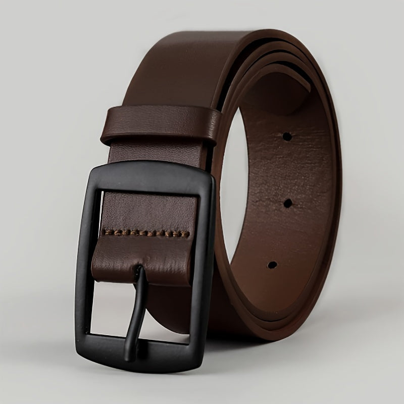 1pc Men's Fashionable PU Leather Belt, Simple And Retro Design, Smooth Buckle, For Men Daily Life, Leisure Time Party Festival Work Christmas Gift