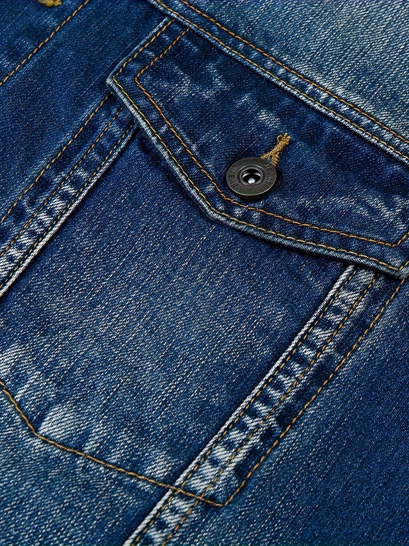 Men's Casual Denim Jacket - Spring & Autumn Collection, Washed Blue, Cotton Blend, Machine Washable, Lapel Collar with Pockets, 2024 New, Denim Jacket
