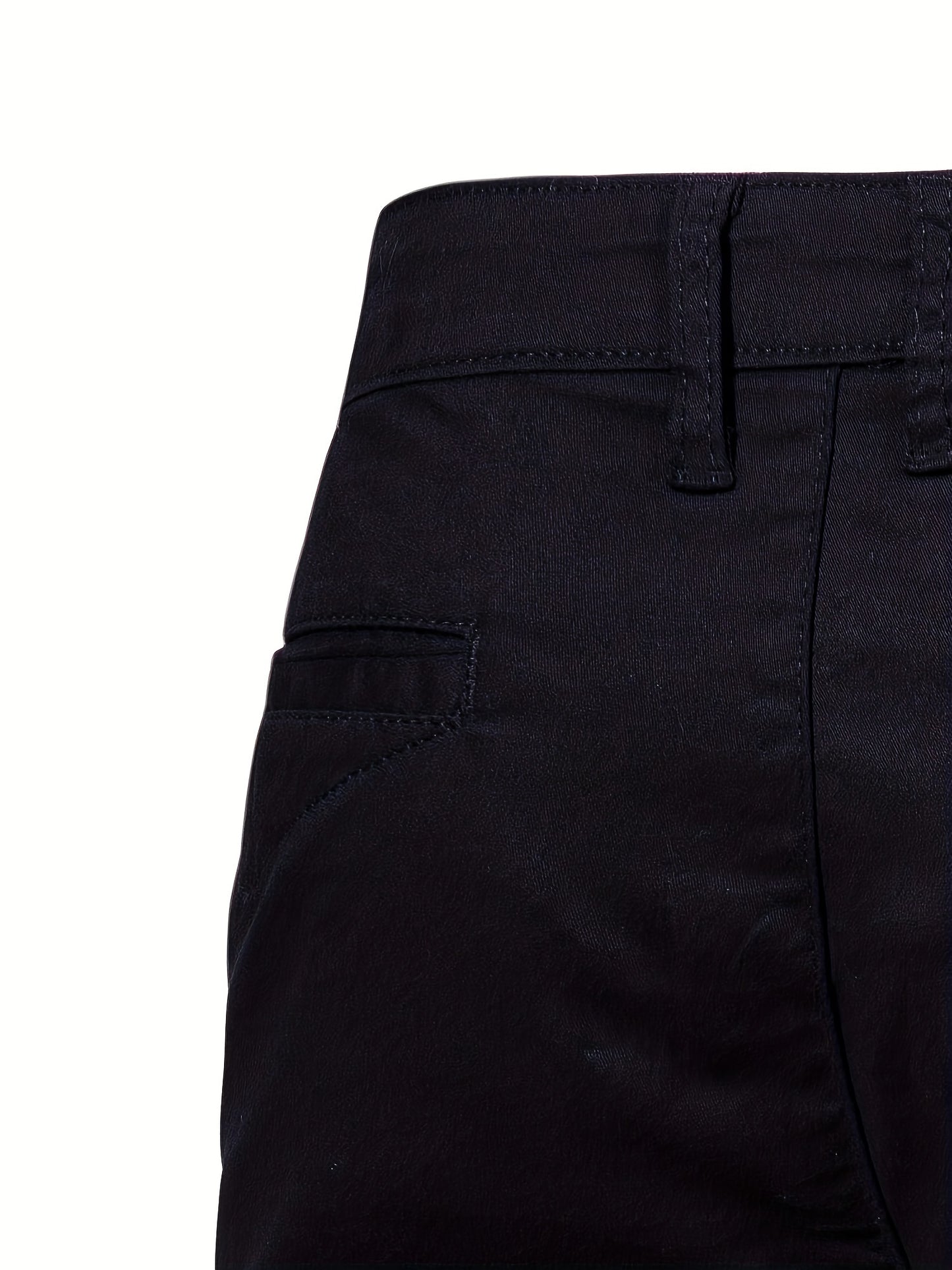Men's Classic Fit Cotton Twill Flat Front Solid Chino Short With Slant Pockets And Elastic Waist