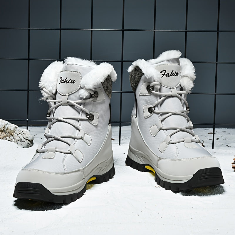 Men's & Women's Winter Snow Boots with Plush Lining & Slip-Resistant Rubber Sole - High-Ankle Lace-Up PU Shell, Insulated Cold-Weather Traction for Hiking, Hunting, Outdoor Activities - Unisex Heavy-Duty Round-Toe Boots for M