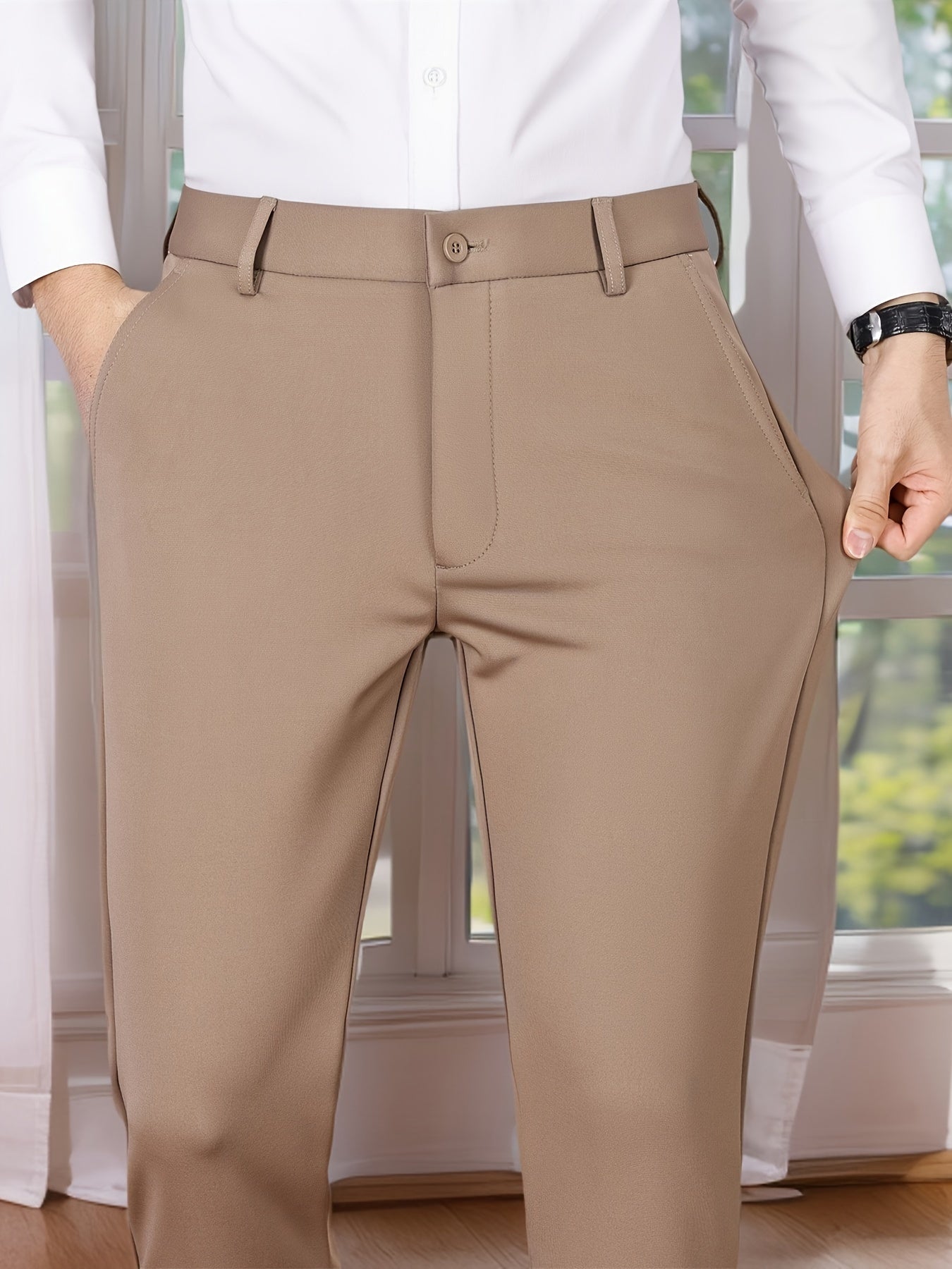 Versatile Men's Straight-Leg Pants - Casual & Business Formal, Stretch Fabric, Perfect for Any Occasion