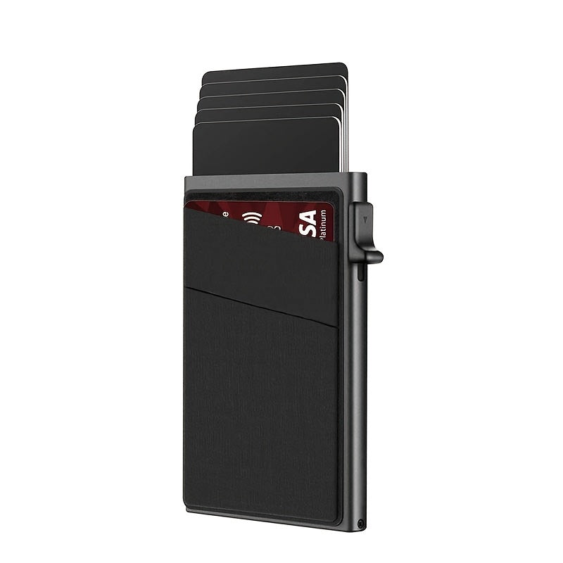 Simple RFID Blocking Aluminum Alloy Credit Card Holder with Money Bag for Men