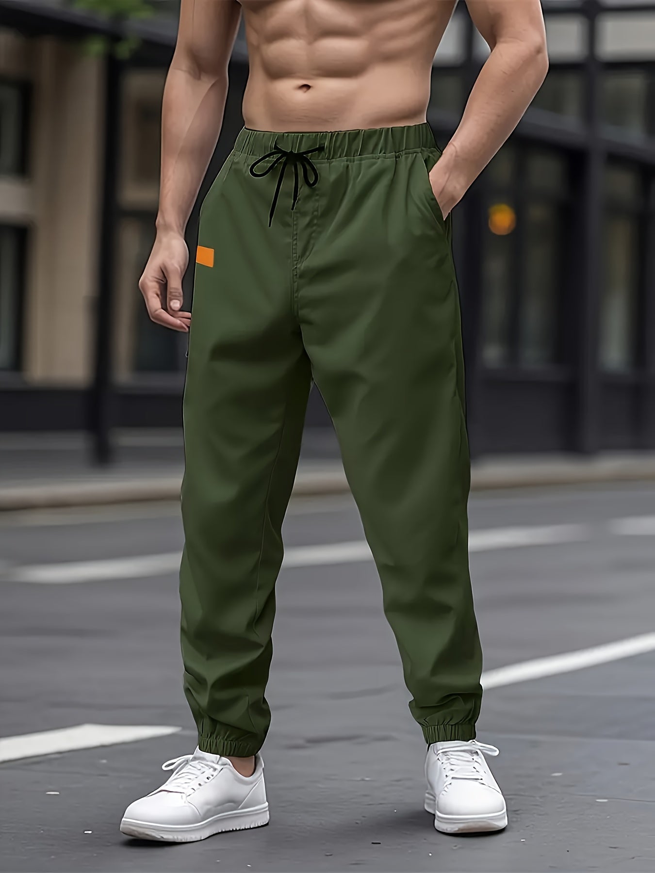 1pc Men'S Casual Cargo Pants, Solid Color Polyester Drawstring Waist, Non-Stretch Woven Fabric, Regular Fit, Polyester Lined, Perfect for Weekend Casual Wear