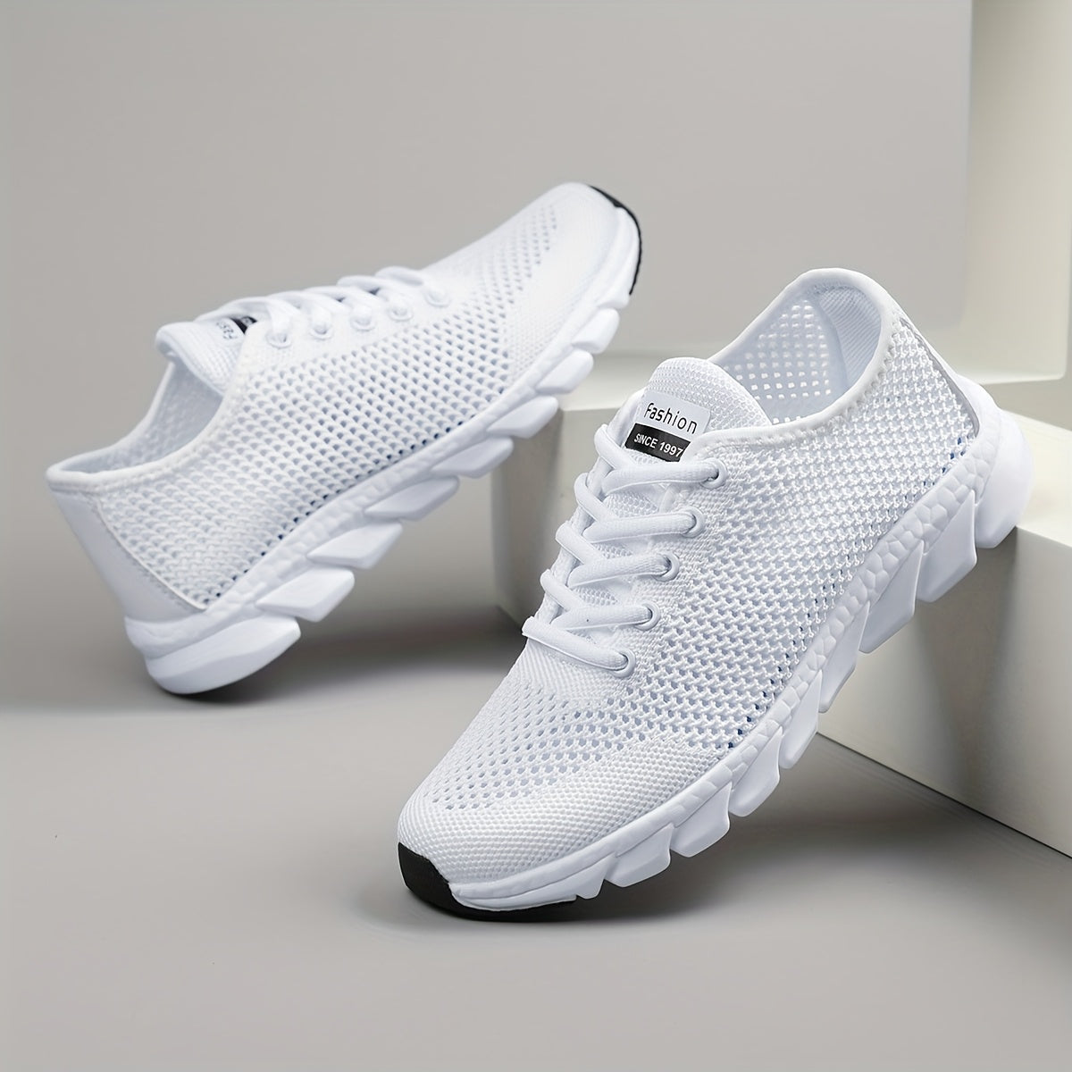 Women's Breathable Mesh Sneakers, All-Season Low Top Lace-Up Shoes with Plain Toe, EVA Upper & Sole, Fabric Inner & Insole - Comfortable Athletic Footwear, High Top Sneakers