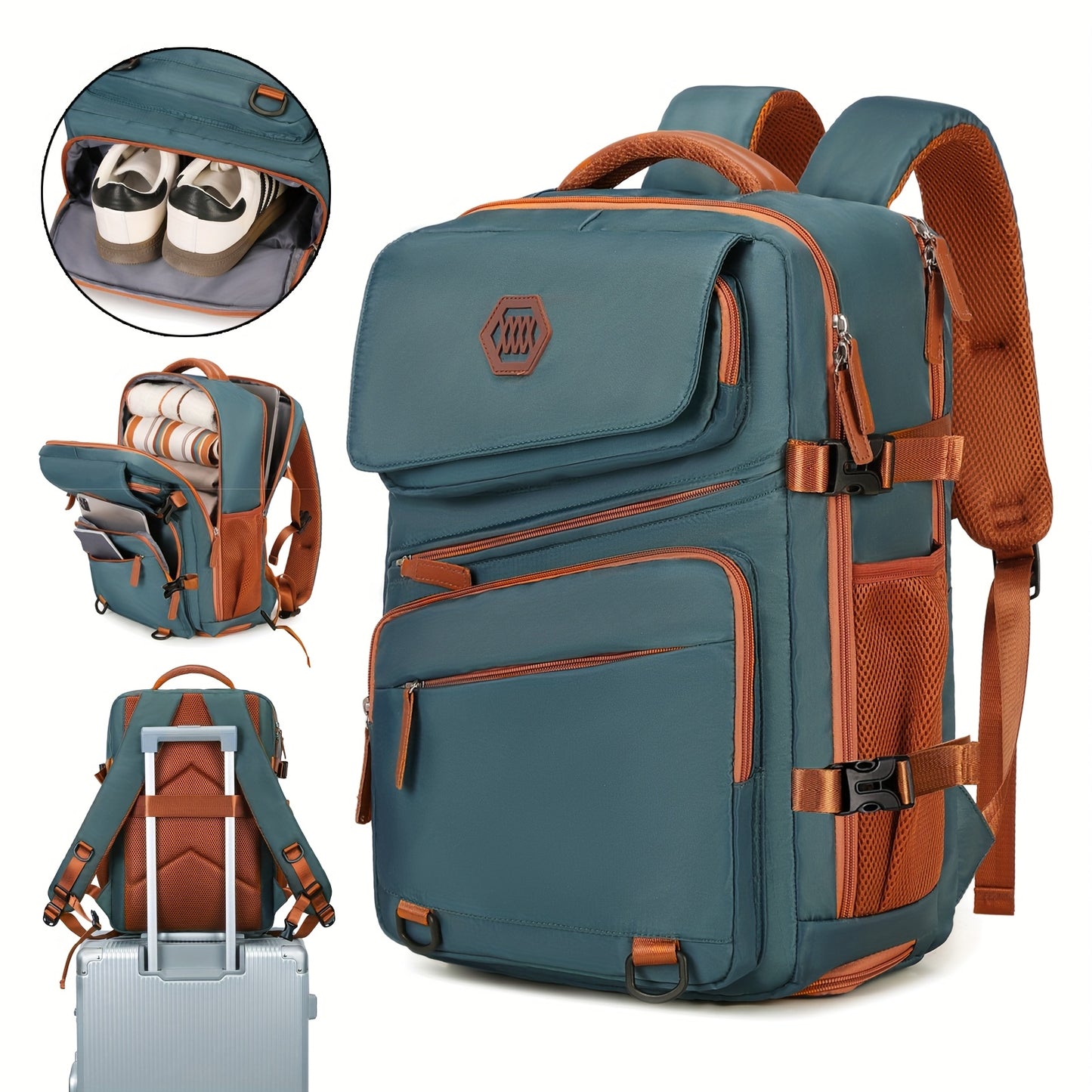 Travel Backpack, Laptop Backpack for Men and Women, University Backpack, Airline Approved Business Work Bag with Shoe Compartment, Suitable for 15.6-inch Laptop