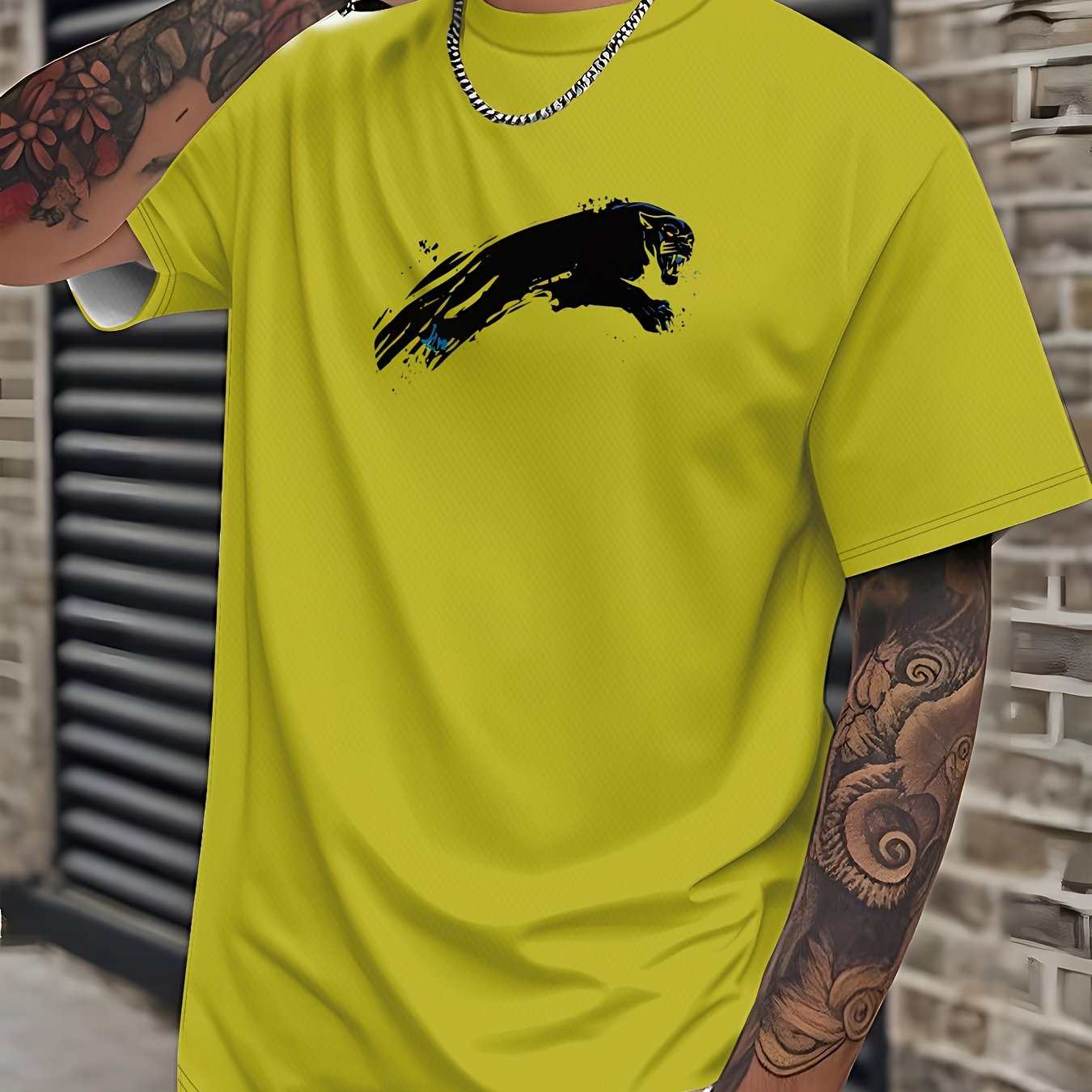 Men'S Bold Black Graphic T-Shirt - Lightweight Everyday Casual Tee for Sports Formal Events - Breathable Round Neck Shirt - Easy-Care Everyday Essential Top, Sports Friendly Apparel, Modern Casualwear, Comfortable Fit, Stre