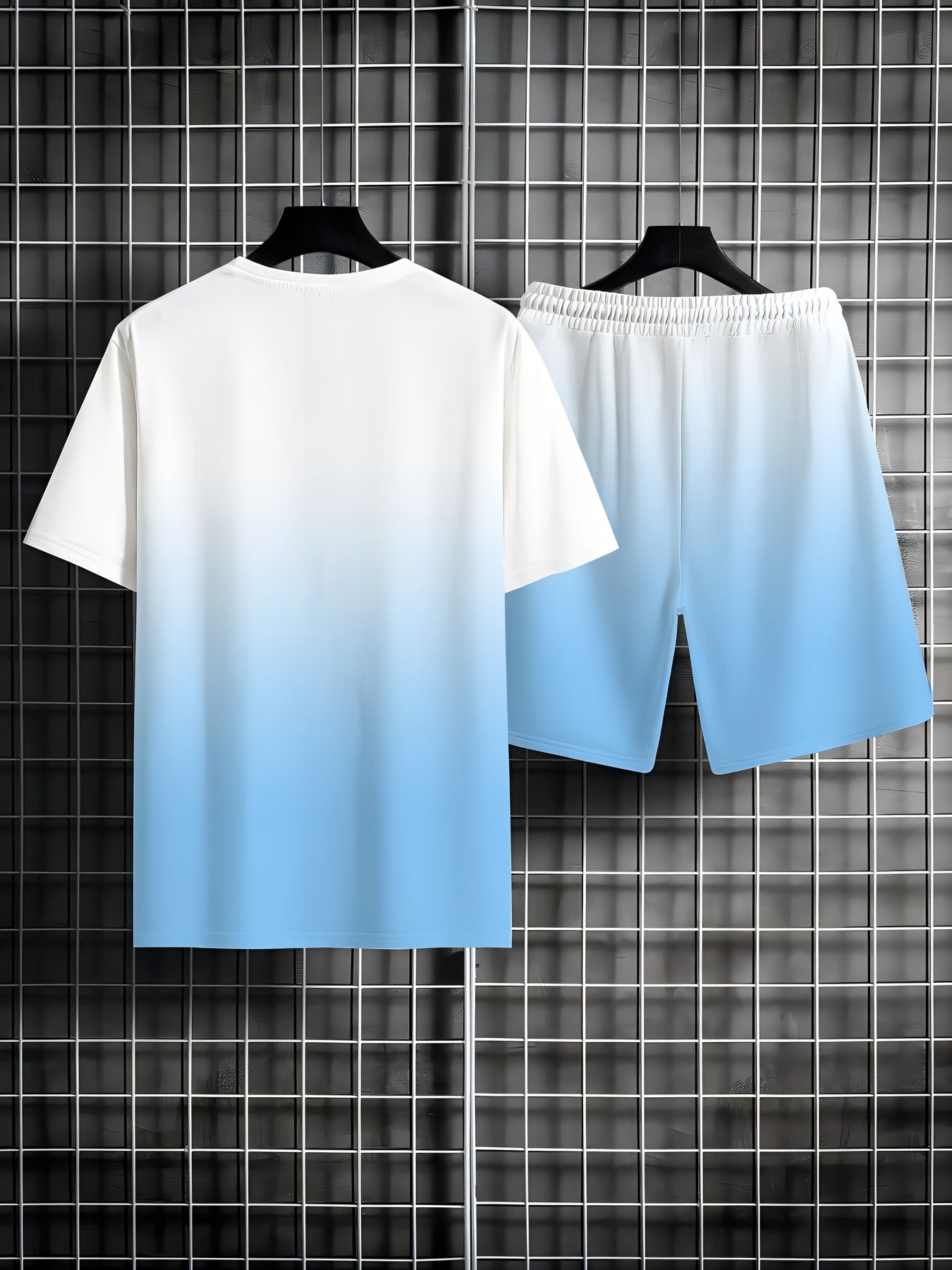 Men's Casual Summer Set: Coconut Tree Print T-Shirt & Drawstring Shorts - Breathable Polyester, Machine Washable