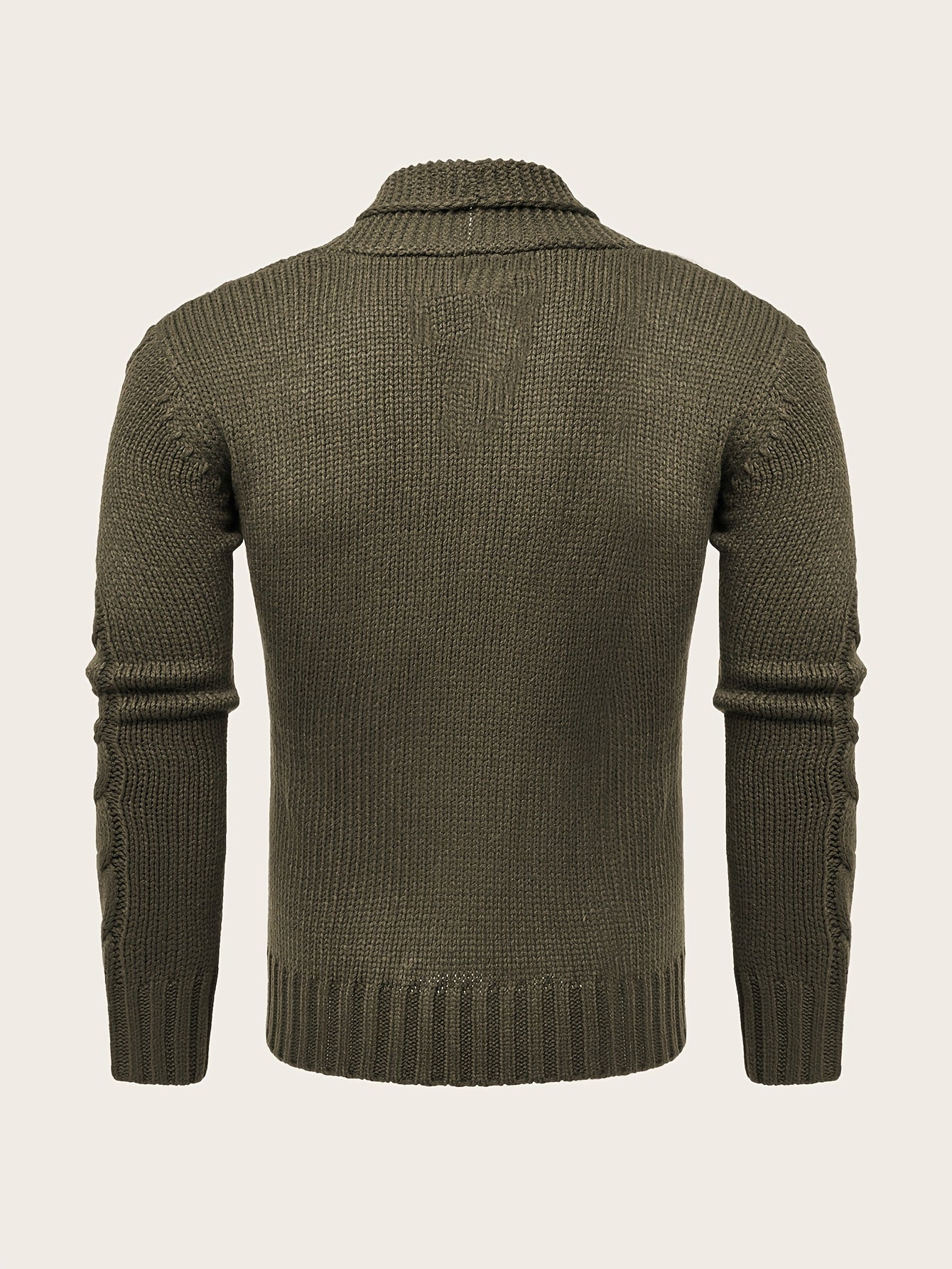 Men's Casual Knit Cardigan | Olive Green Acrylic Sweater | V-Neck with Button Closure | Textured Cable Knit Design | Machine Washable | Ideal for Autumn/Winter, Knit Sweater