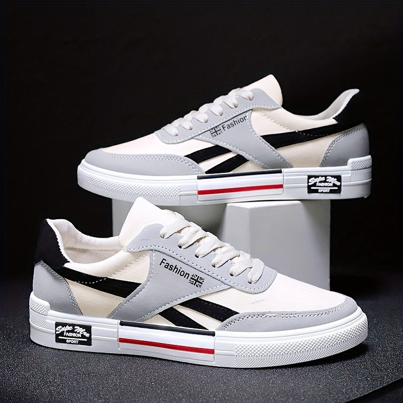 Men's Casual Skateboard Sneakers - Breathable Canvas, Non-Slip Lace-Up Shoes for All Seasons, Street Style