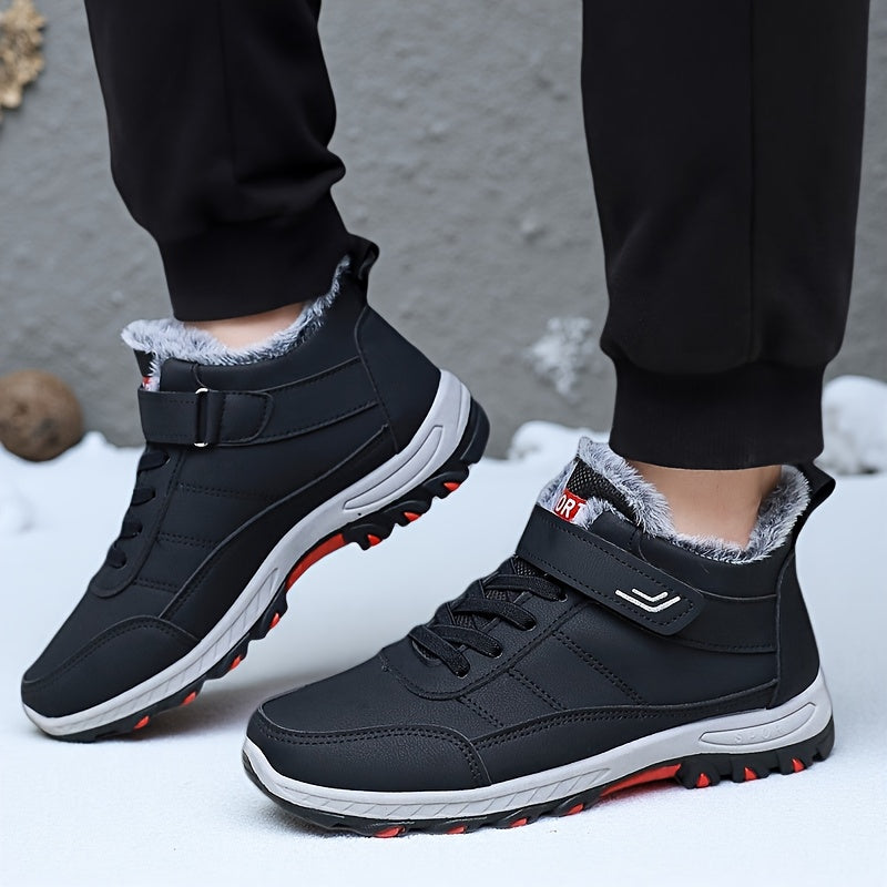 Extreme Cold Weather Snow Boots - Heavy-Duty Warm Anti-Slip Rubber Sole Hiking Shoes, Unisex Black/Gray Accents for Ice Climbing, Trekking & Daily Winter Use with Fabric Lining