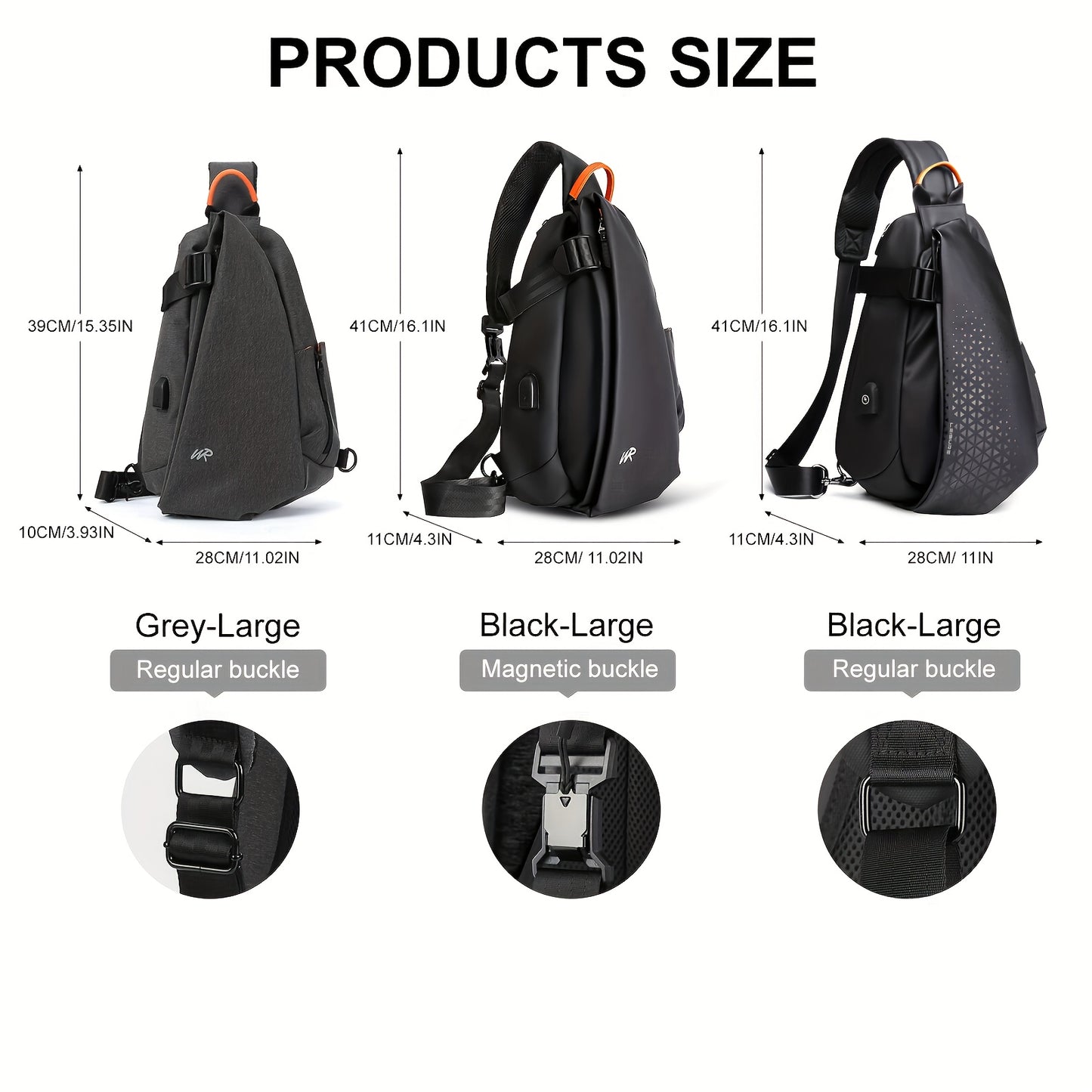Men'S Casual Sling Bag - Trendy Black Crossbody with Adjustable Strap, Multiple Compartments for Travel, School Daily Use, Lightweight Stylish Design, Travel Bag