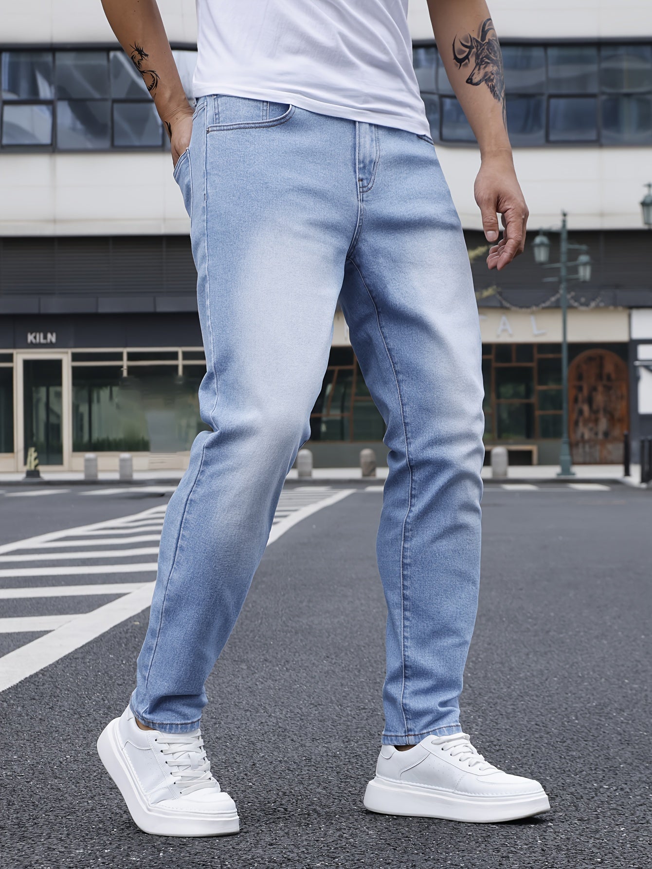 Men's Straight Leg Denim Pants, Men's Classic Design Jeans, Versatile For Four Seasons Wear