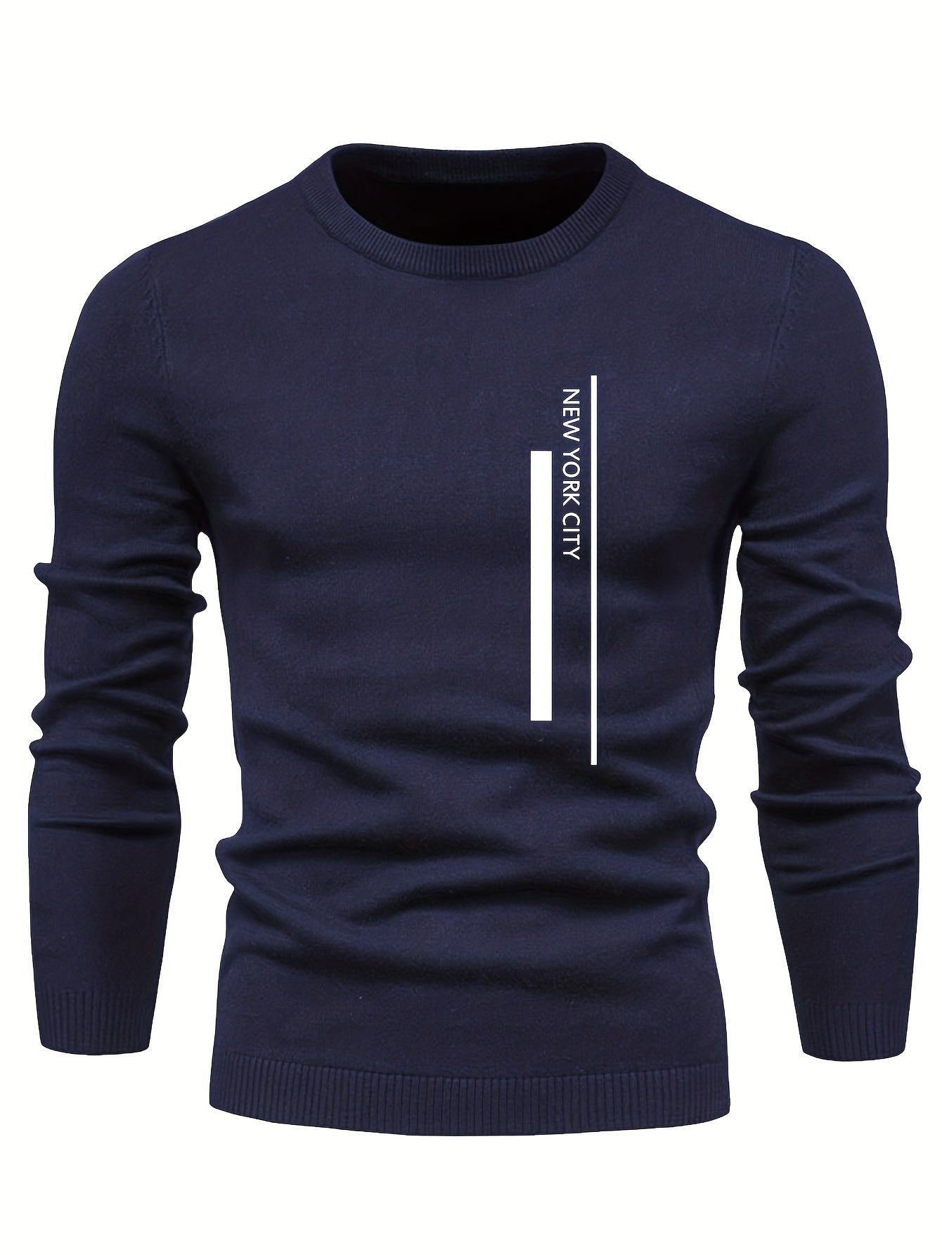 2023 New Cross-border Autumn and Winter Men's Round Neck Random Print Round Neck Knitted Sweater