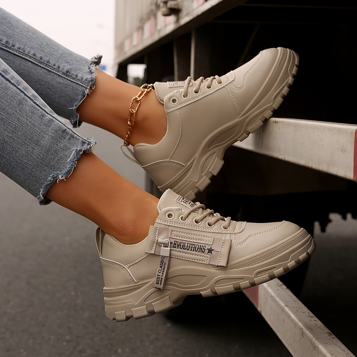 Women'S Breathable Knit Sneakers - Lightweight Thick Sole Casual Walking Shoes in White Black, Synthetic Cover Upper with Rubber Outsole, Lace-Up Low-Top Design for Indoor/Outdoor, Travel, Beach Shopping - Cute Gift for M