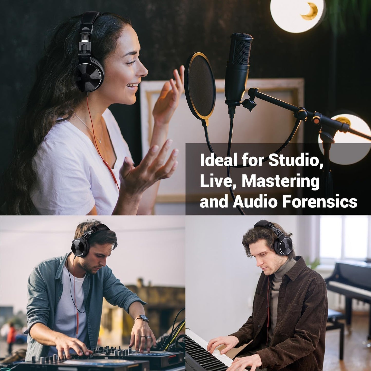 Oneodio Wired over Ear Headphones Hi-Res Studio Monitor & Mixing DJ Stereo Headsets with 50Mm Drivers and 1/4 to 3.5Mm Jack for AMP Computer Recording Podcast Keyboard Guitar Laptop - Black
