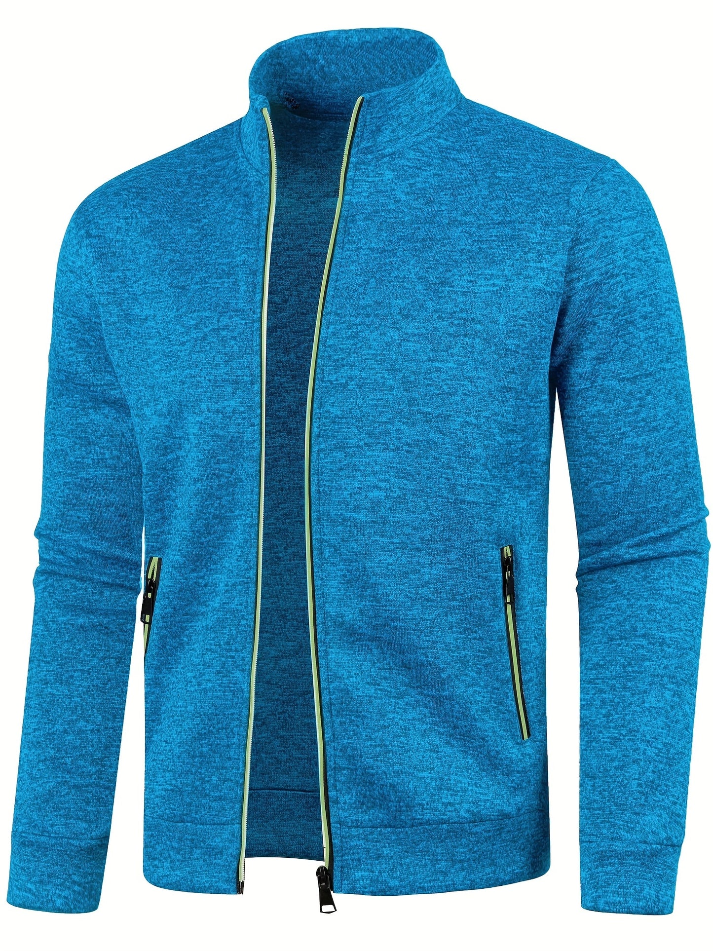 Elegant Mid Stretch Cardigan, Men's Casual Full Zip Up Cardigan Sweater Coat For Fall Winter