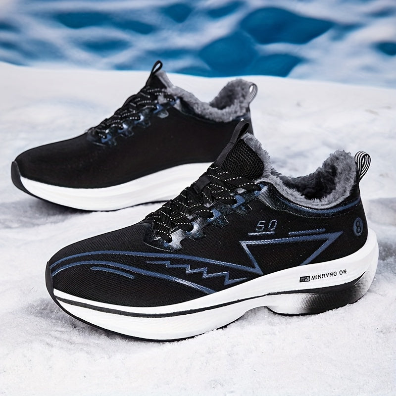 Men'S Winter Snow Sneakers - Warm Fleece Lined Thermal Insulation, Non-Slip TPU Sole with Carbon Fiber Support, Low-Top Lace-Up Winter Boots with Arch & Cushioned Insole, All-season Outdoor Hiking, Snow Walking, Daily Winter